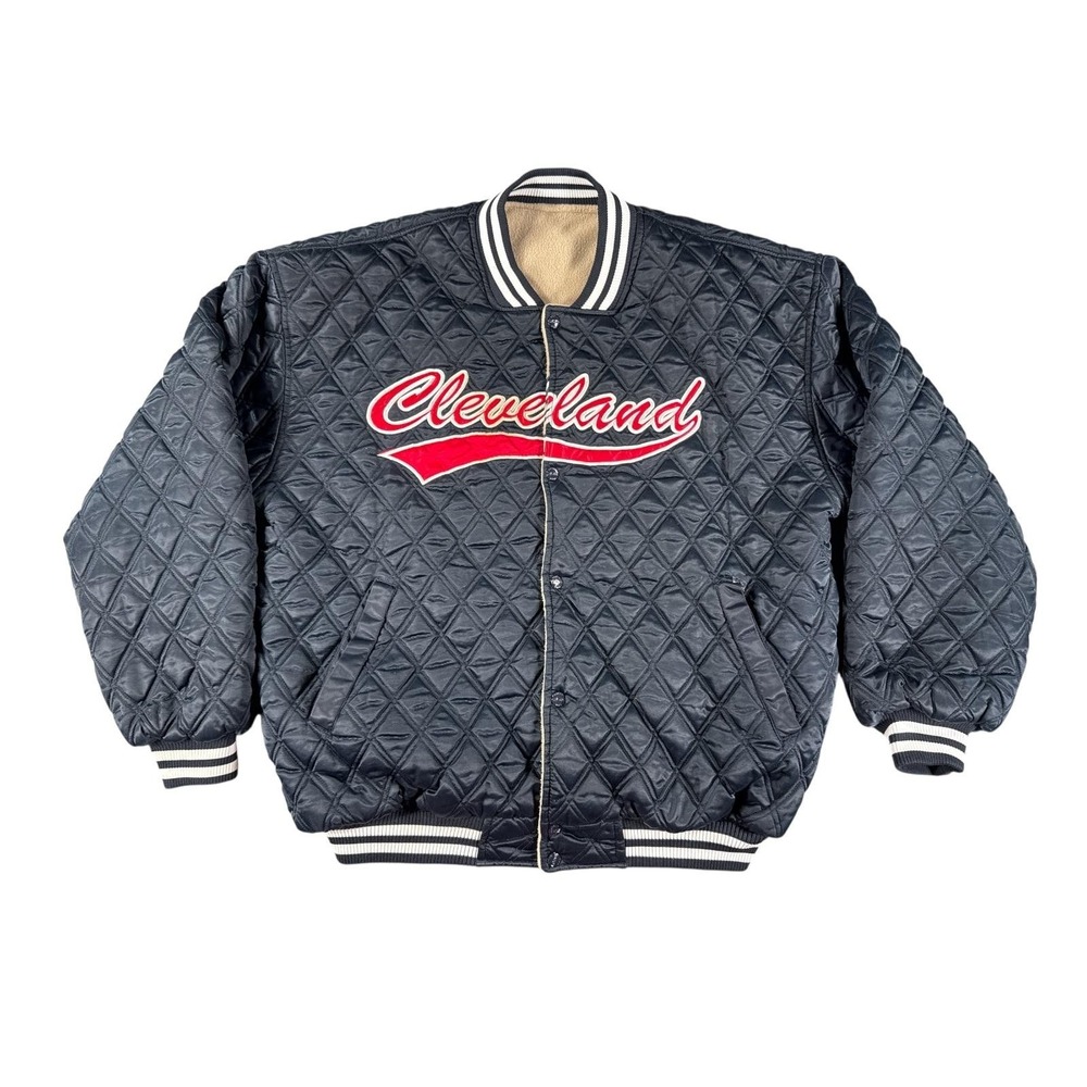 Cleveland‎ Indians Jacket Reversible Mens 2XL Quilted Fleece MLB Baseball